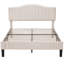 Structure de lit plateforme en tissu d'ameublement grand format beige avec tête de lit réglable en hauteur, conception silencieuse et sans sommier tapissier-307080108-282332918