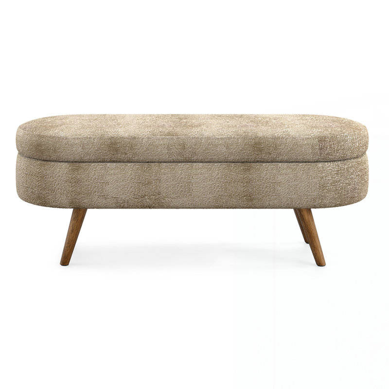Banc de rangement repose-pieds ovale, Brun