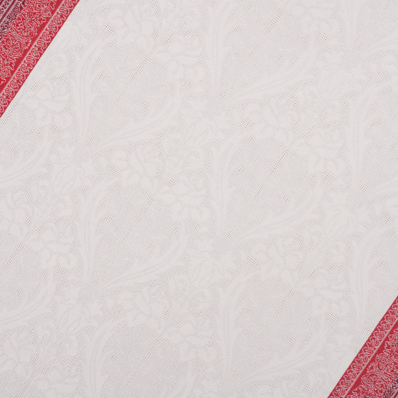 Chemin de table en jacquard Bonnes - Hiver 18,5 po x 90 po, Blanc/rouge