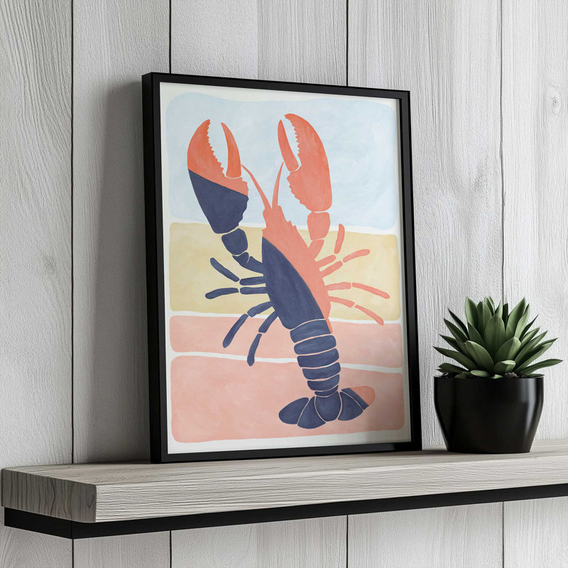 «Chillin Lobster v2» par Sarah Adams, reproduction d'art, L 36 x H 48, Doré, Impression encadrée