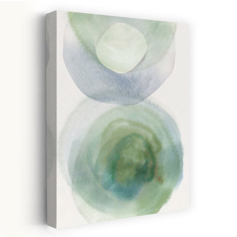 (ZL086-A) Cercles mous en bleu et vert - formes abstraites minimalistes modernes, H 24 po x l 16 po