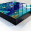 Wall mounted key box, Opens to the left, 30x30x5, White, Energetic abstraction with turquoise and navy blue, 