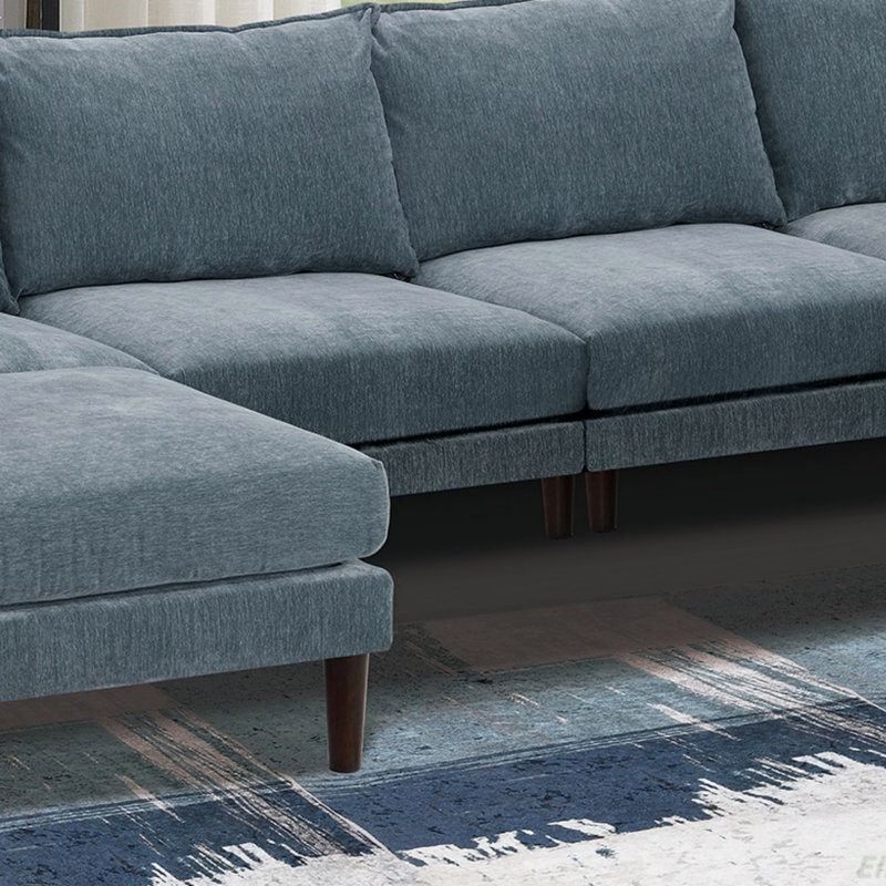 Moderne magnifique ensemble de chaises modulaires modulaires en tissu minéral 6 pièces Morgan