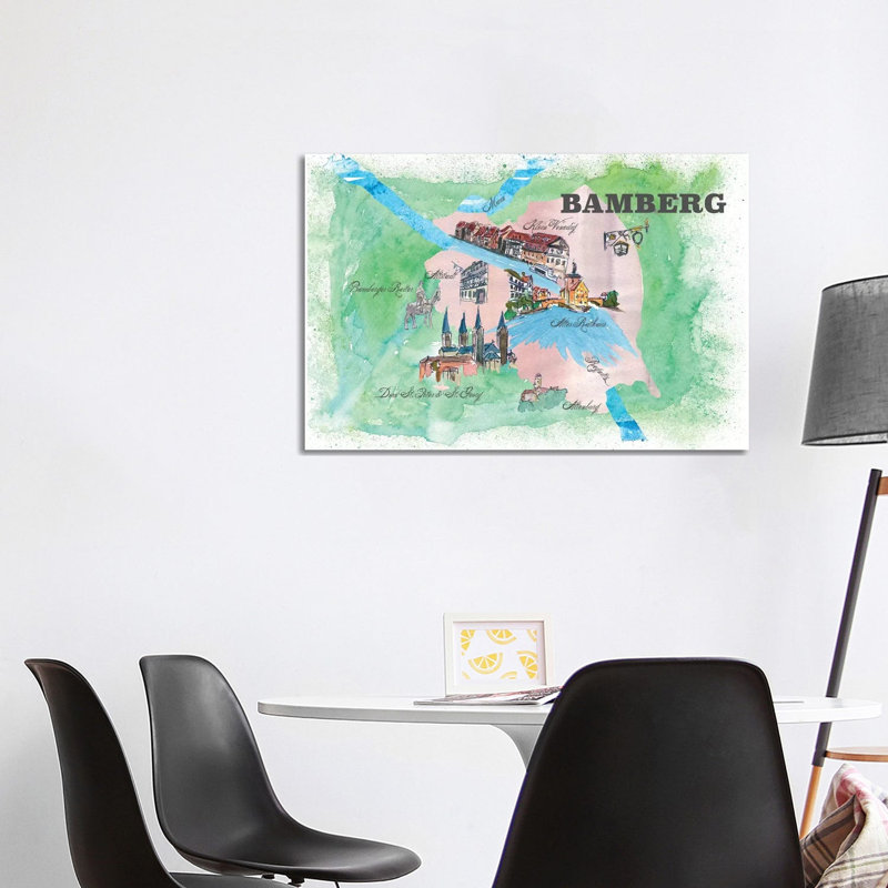 Bamberg, Germany Travel Poster by Markus & Martina Bleichner - Wrapped Canvas Gallery-Wrapped Canvas Giclée