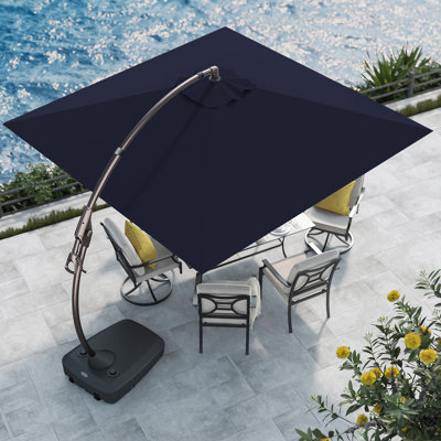 Jair 10X10 Ft Square Cantilever Curved Adjustable Umbrella with Base