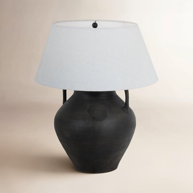Atrani Table Lamp, Aged Black Terracotta