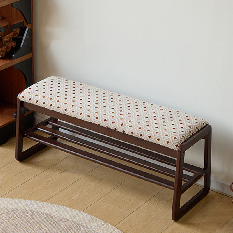 Vintage Colorful Tartan Solid Wood Shoe Storage Bench