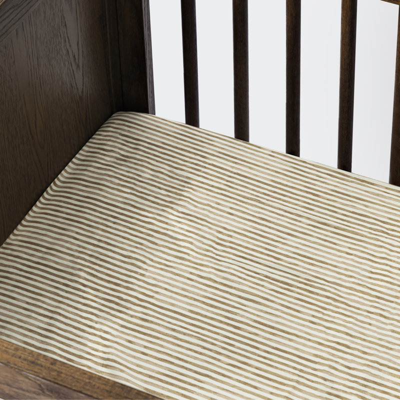 All-Stages® Midi Crib Sheet in GOTS Certified Organic Brushed Cotton by Nate Berkus, Autumn Stripe