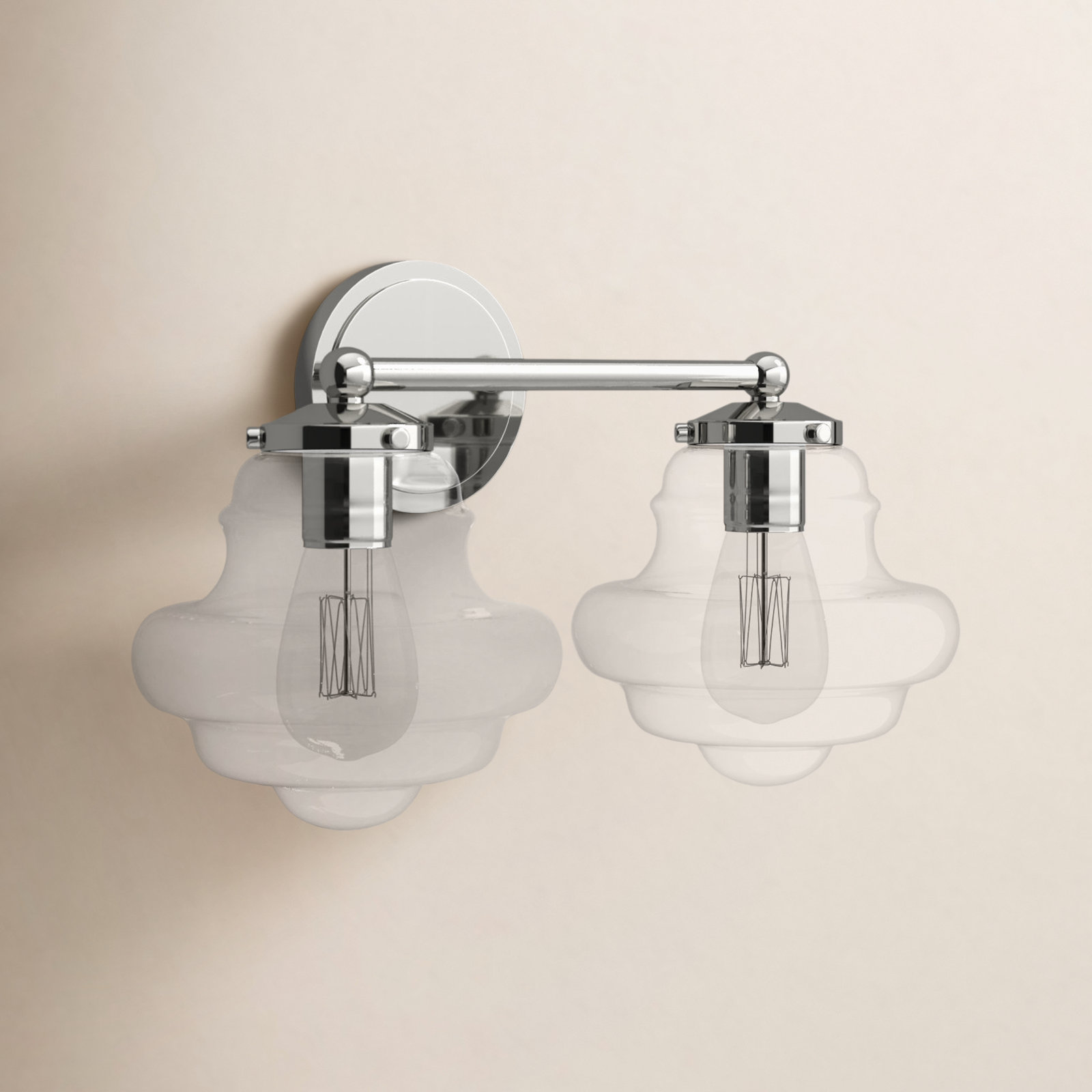 Marah 2 Light Transparent Dimmable Vanity Light, Polished Nickel