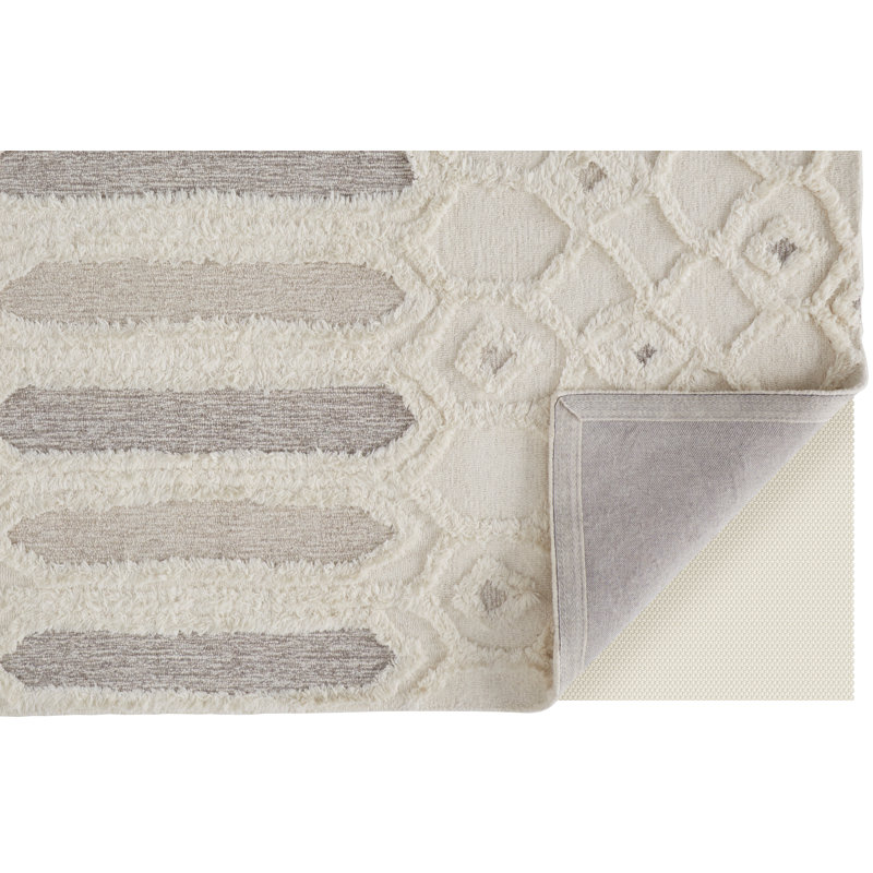 Tapis géométrique en laine / coton touffeté à la main Eulalie, Rectangle de 5 pi x 8 pi