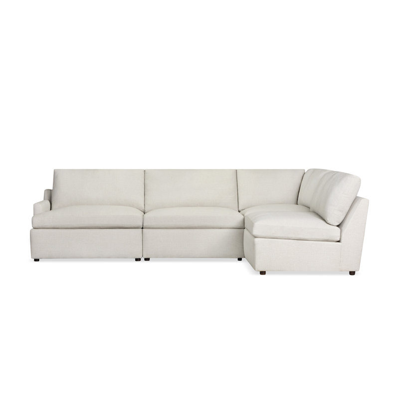 Canapé modulaire rembourré 4 pièces Essex, Natté gris clair Macarena, Orienté à droite