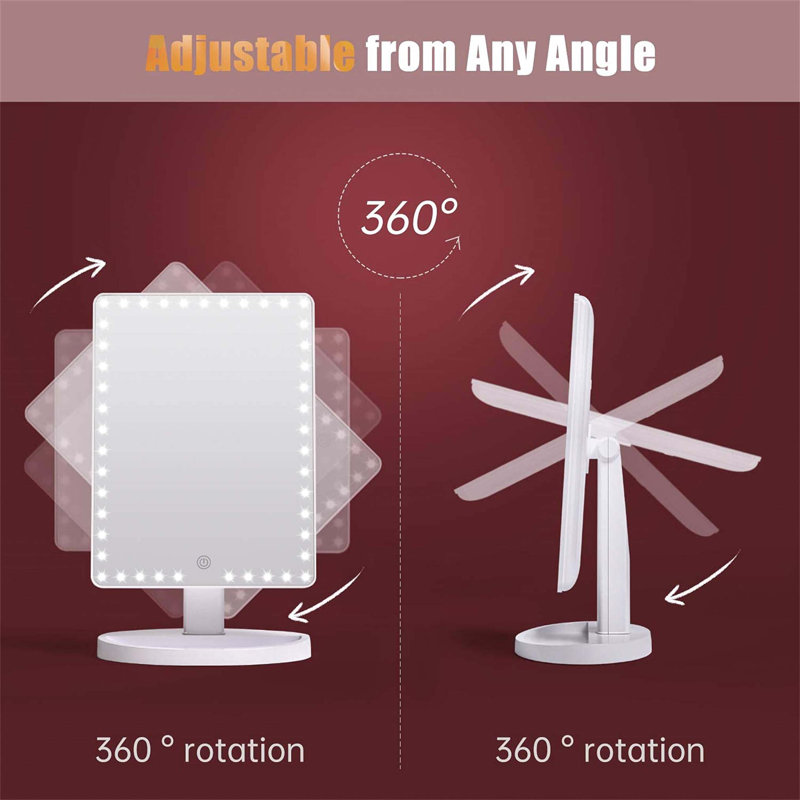 Demetrias Plastic Rectangle Freestanding Vanity Mirror, White