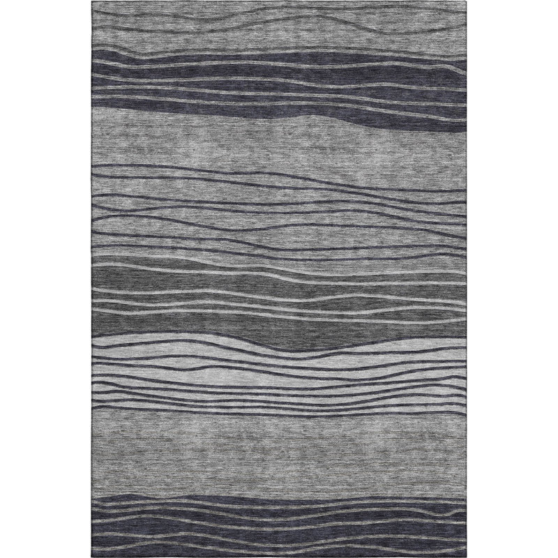 Premium Machine Washable Tweedy Gray Rug, Rectangle 9' x 12'