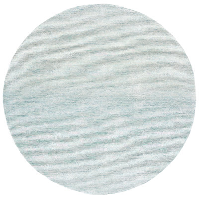Soho 178 Hand Tufted Viscose/Wool No Pattern Rug in Turquoise/Ivory