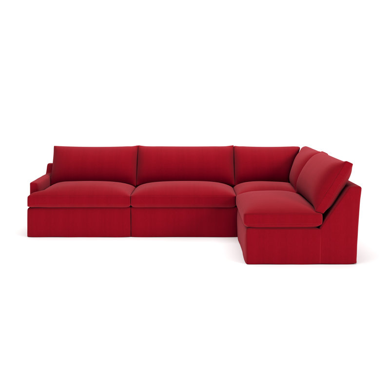Canapé modulaire 4 pièces Wrenley, Bayou flamme, toile, Orienté à droite
