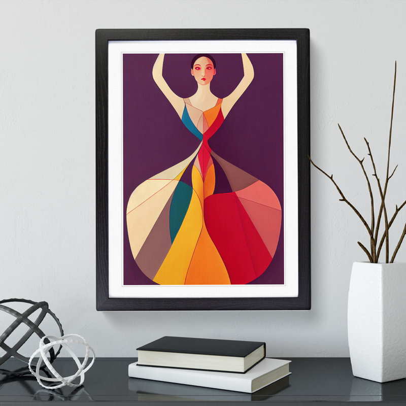 Abstract Ballerina No.6 - Single Picture Frame Print, Black, 64cm H x 46cm W x 2cm D