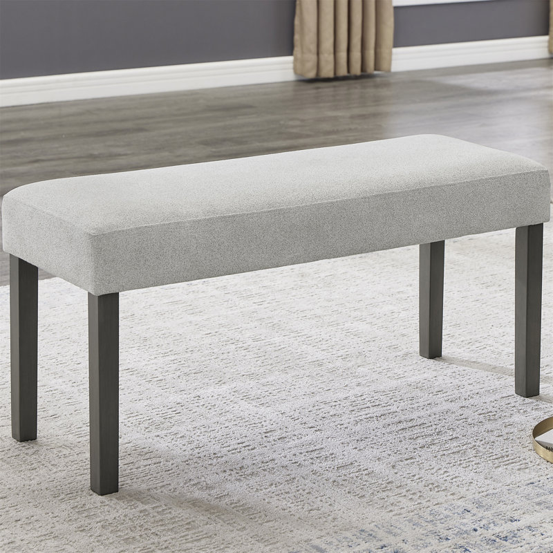 Selena Light Grey Fabric Upholstered 40" Bench With Dark Grey Wood Frame – Modern Entryway & Bedroom Seating