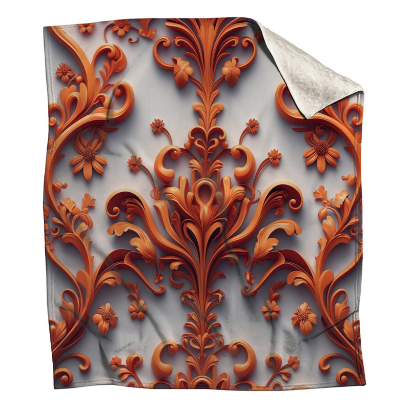 Couvertures ornées de fleurs oranges, L 60 po x H 80 po