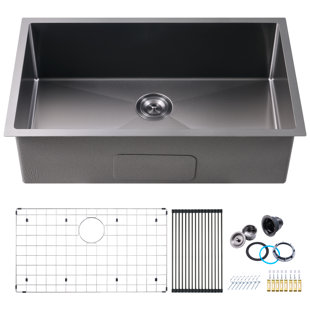 32 in. Drop-In/Undermount Single Bowl 16 Gauge Brushed 304 Stainless Steel Kitchen Sink with Accessories