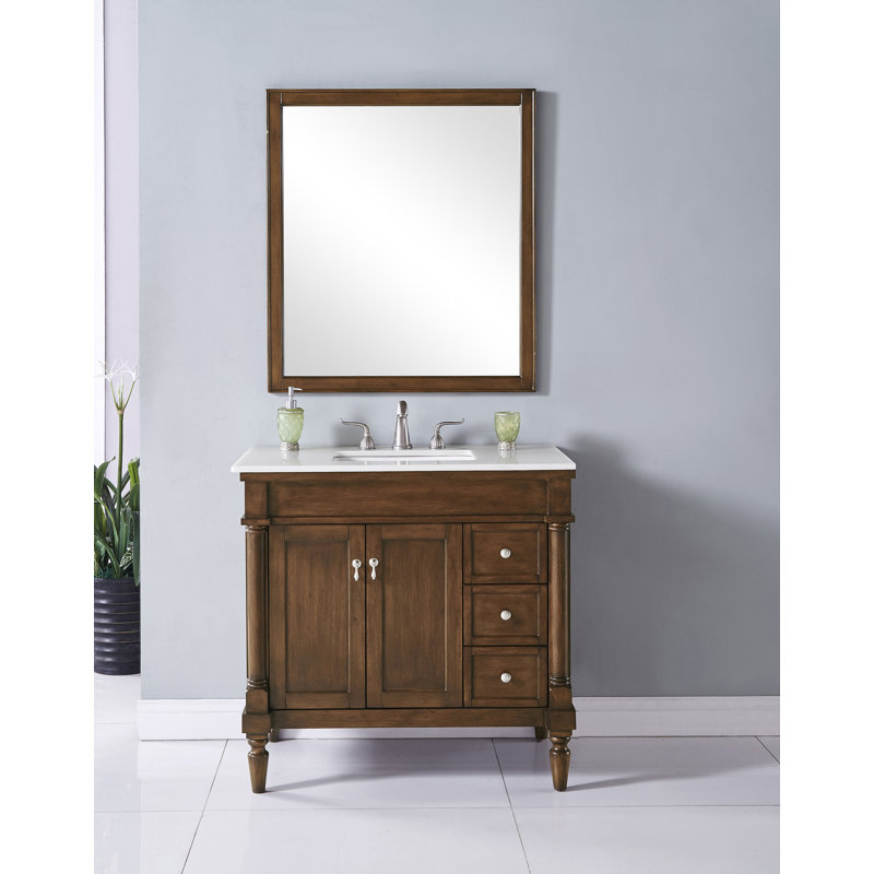 Ensemble de meuble-lavabo simple 36 po Lexington, Noyer, Blanc Ivoire