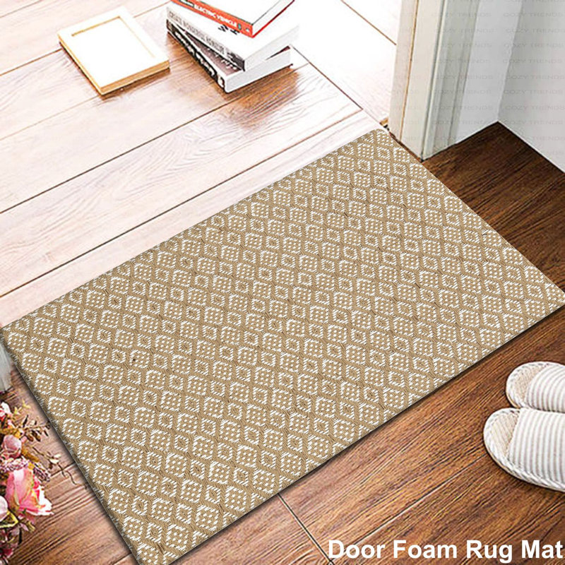 Cotton Hand Woven Cushioned Anti-Fatigue Mat Kitchen/Bathroom/Doormat Anti Skid, Beige