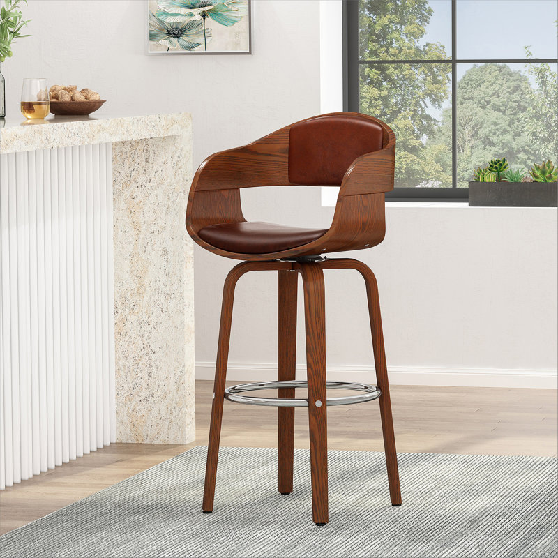 Swivel 30'' Bar Stool, Brown