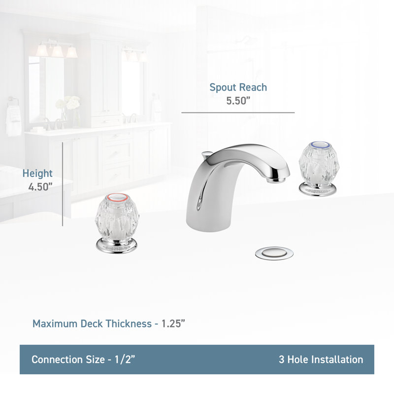 Chateau Two Handle Widespread Bathroom Faucet, Chrome