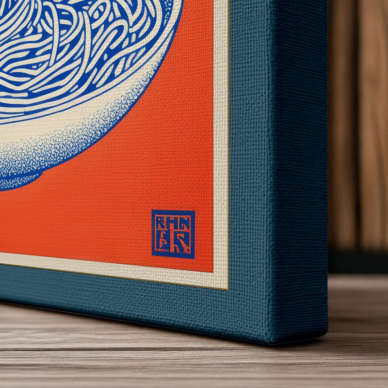 Noodles and Chopsticks Modern - Wrapped Canvas, 30x20 - 76.2 x 50.8 cm, Teal Border
