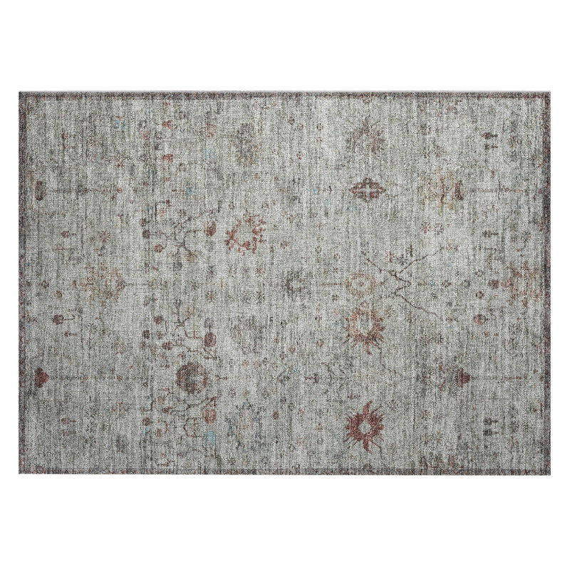 Machine Washable Indoor/Outdoor Xhevrie Gray Rug, Rectangle 1'8" x 2'6"