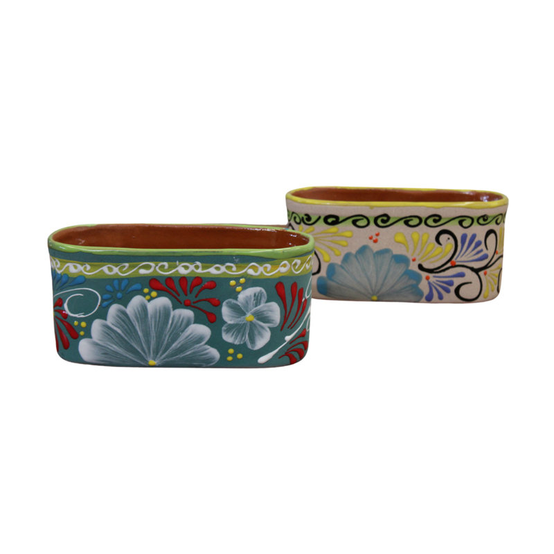 Pot de fleurs en céramique émaillée Talaverea Tierra Luz, petit modèle - Intérieur/Extérieur