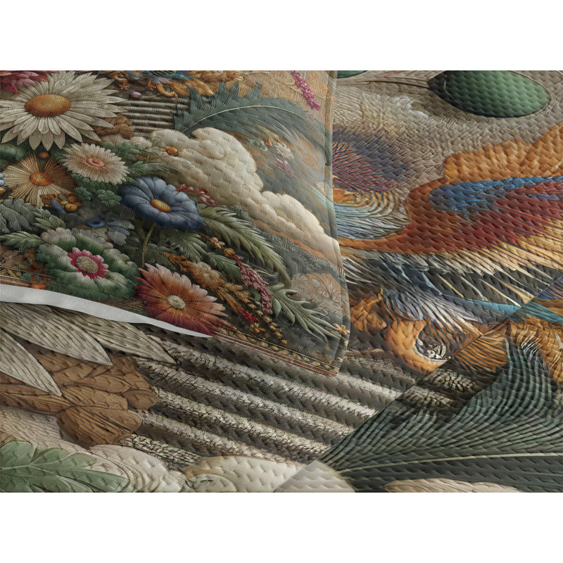 Polyester Floral Coverlet, Queen Coverlet + 2 Standard Shams