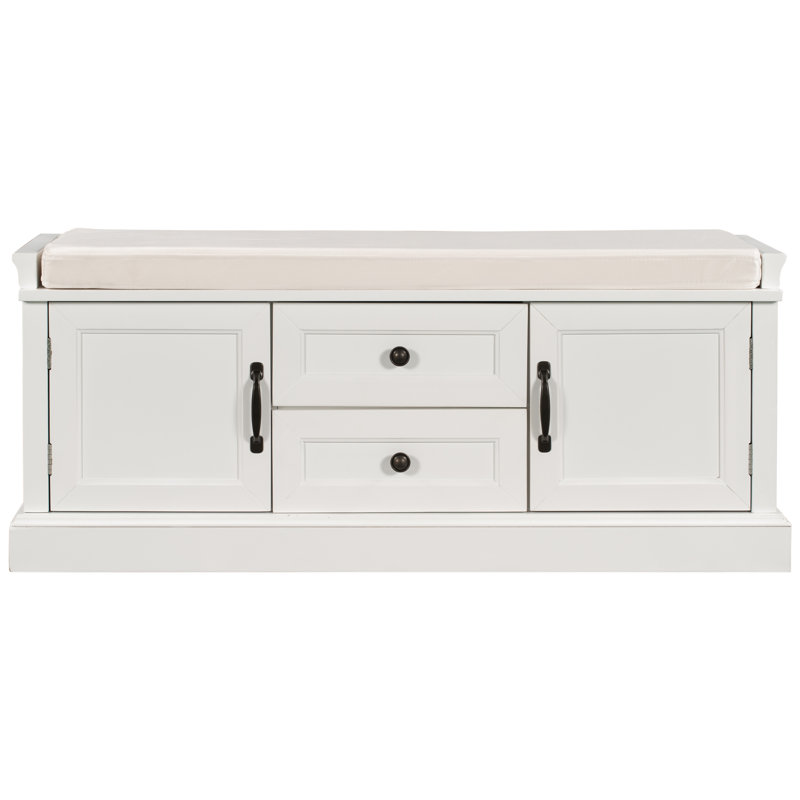 Banc de rangement en velours, Blanc