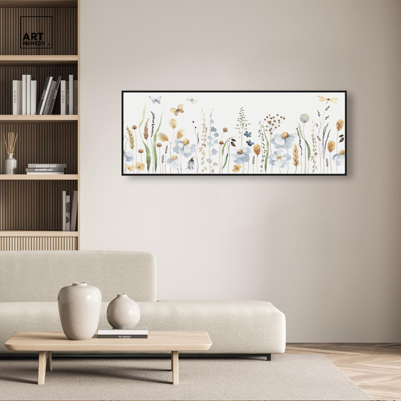 Art mural sur toile panoramique "Blissful Spring" par Art Remedy, H 21 po x l 55 po, Cadre flottant noir
