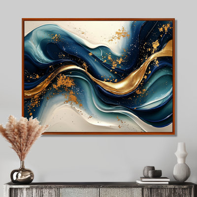Décoration murale émeraude pierre fusion sur rivière bleue IV - vagues modernes abstraites