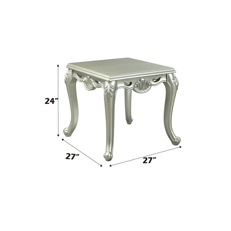 Table de bout Qunsia Champagne Finish, H 24 po x L 27 po x l 27 po