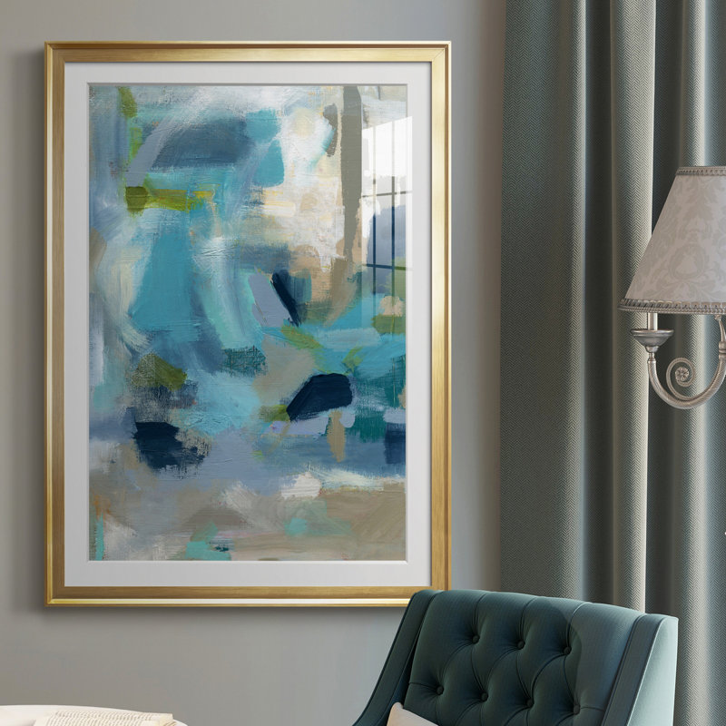 Circle the Beachfront - Peinture encadrée, H 30,5 po x l 42,5 po x P 1,5 po, Or