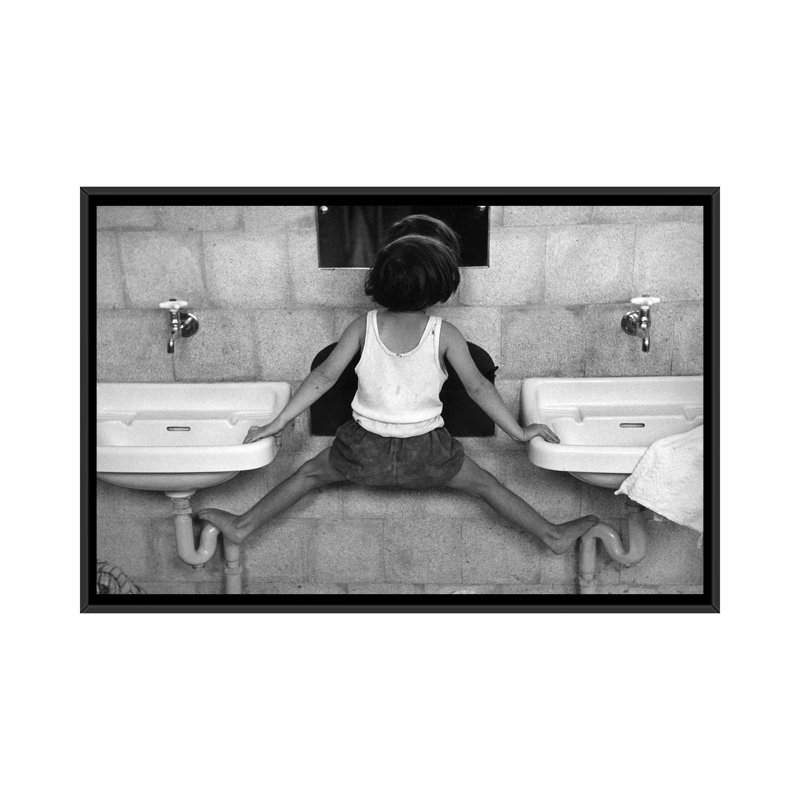 Tirza On Sinks (Israel, 1951) by Ruth Orkin - Print on Canvas, Black Framed, 66.04 cm H x 45.72 cm W