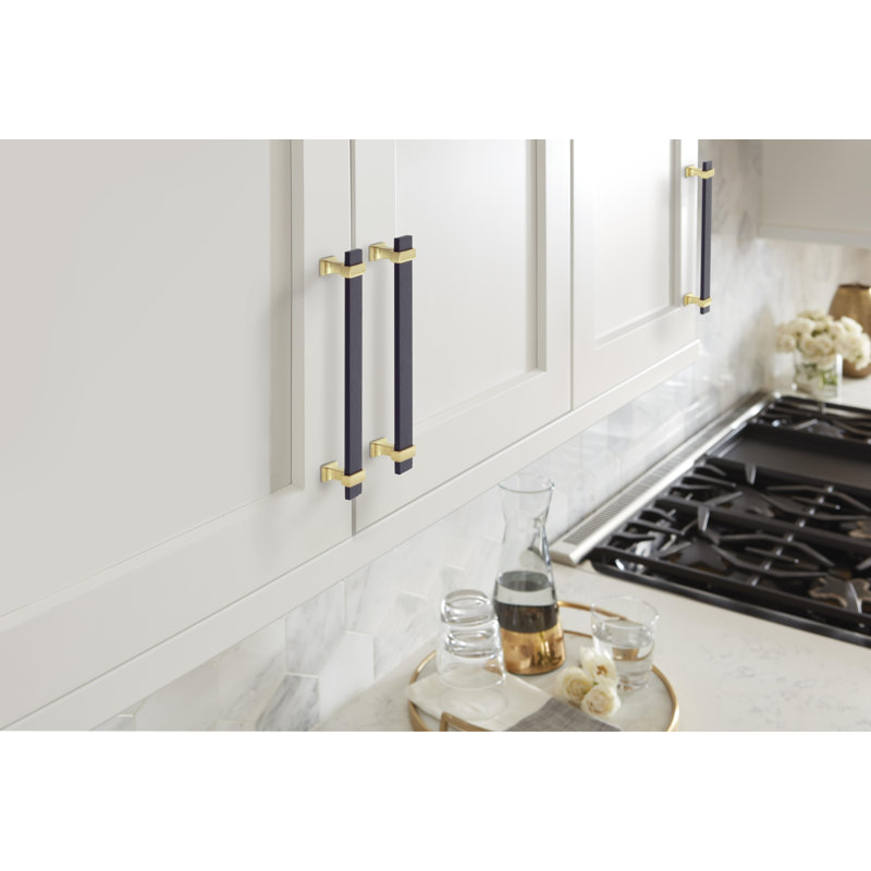 6-5/16 inch Brushed Gold and Black Bar Cabinet Pull