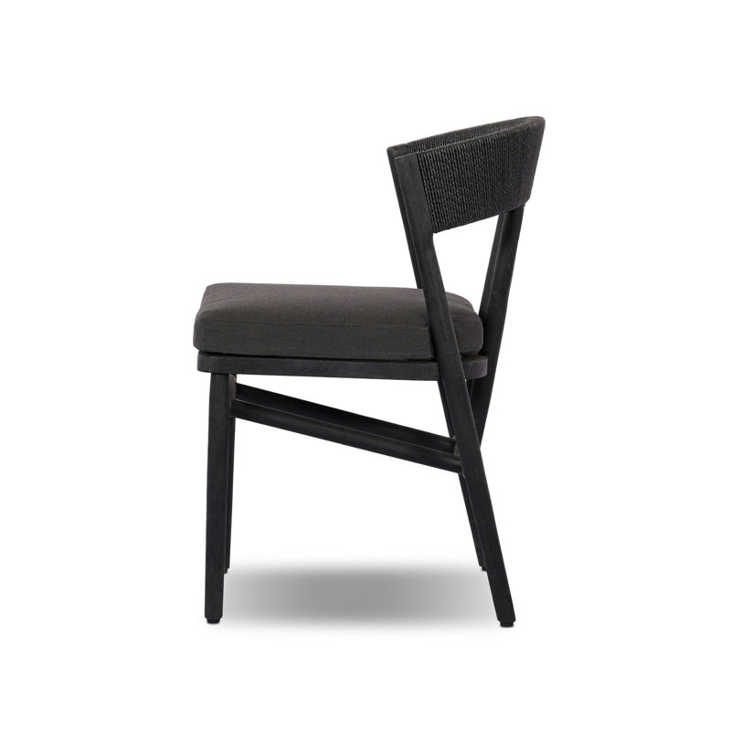 Buxton Outdoor Teak Dining Side Chair, Stained Black Teak