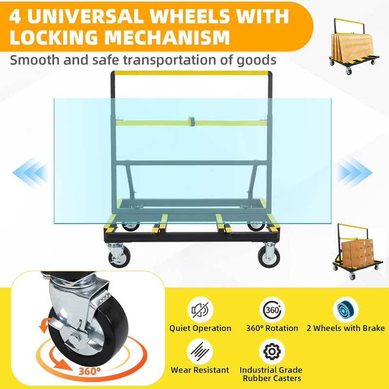 Drywall Cart Heavy Duty Folding Panel Dolly Cart 2200lbs Capacity