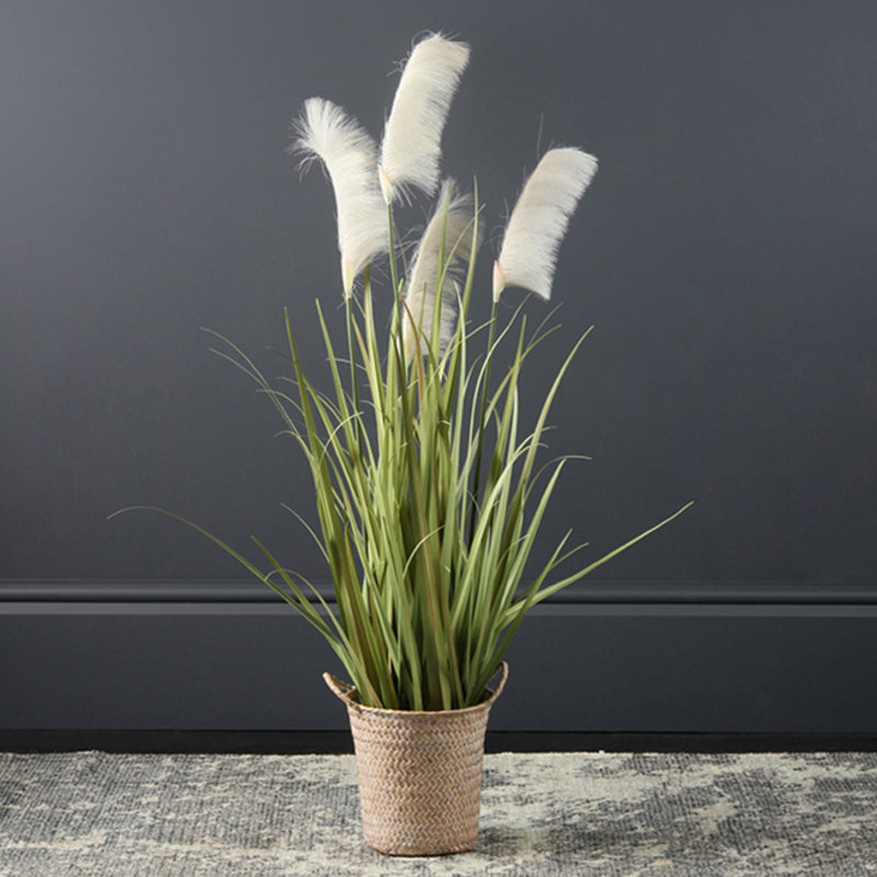 100Cm Artificial Pampas Grass in Natural Basket