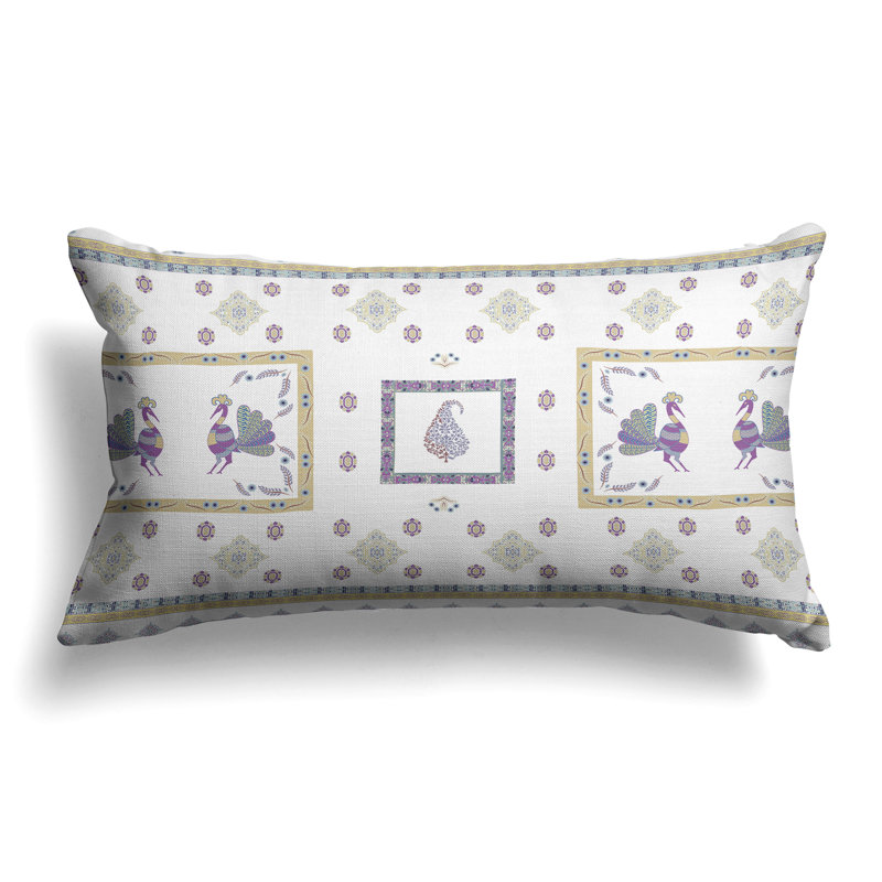 Wildflower Peacock  Rectangular Throw Pillow, Blue/Purple