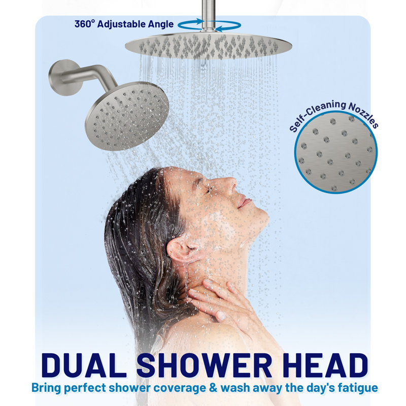 Brushed Nickel Dual Showerhead System with Digital Display