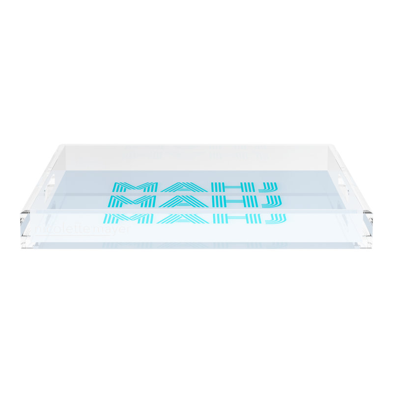 Mahjong Acrylic Decorative Tray, 18"W x 18"D x 2"H, Blue, Square