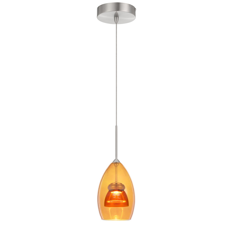 Luminaire suspendu conique à 1 lumière Lambdin, Ambre / jaune