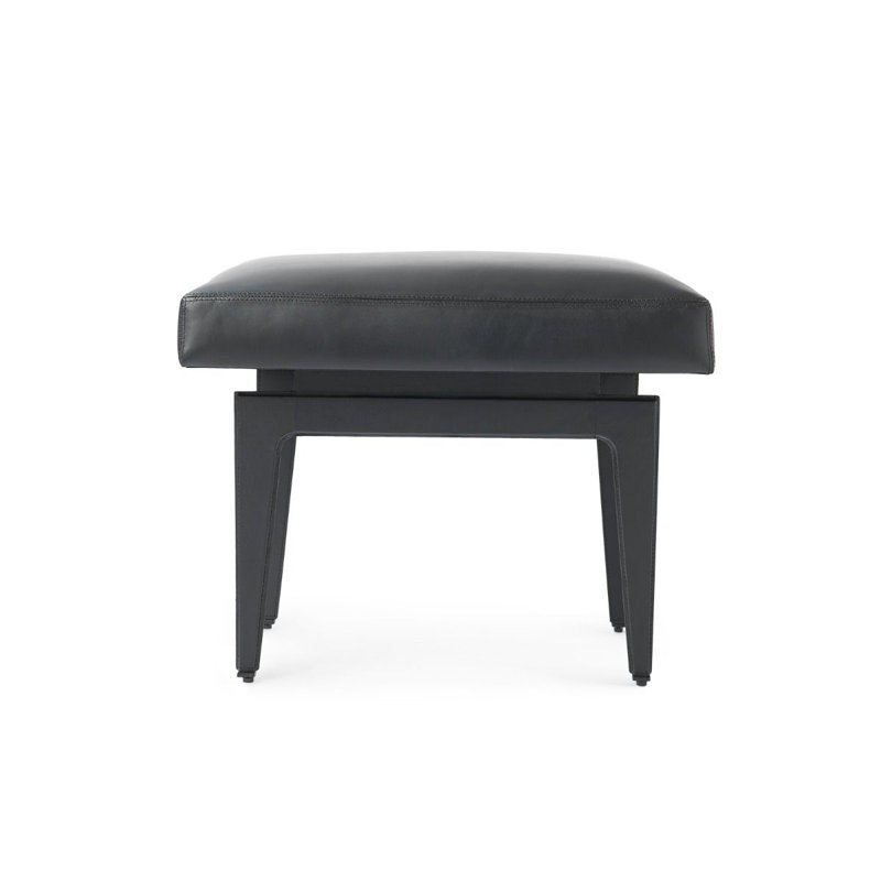 Winston Leather Accent Stool, Black