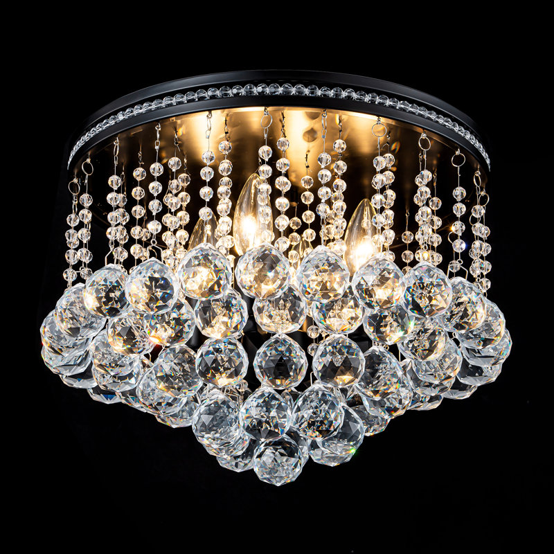 4-Light Modern Dimmable Crystal Flush Mount for Entryway