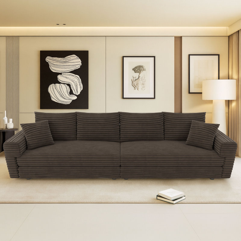 Canapé 4 places en velours côtelé Modern, H 35,35 po x l 102,42 po x P 35,43 po, Chameau