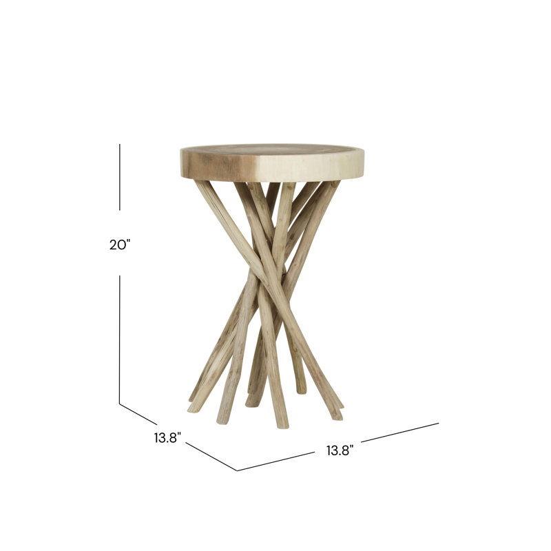 Table de bout à piédestal en bois massif Selah, Naturel, H 20,5 po x l 13,8 po x P 13,8 po