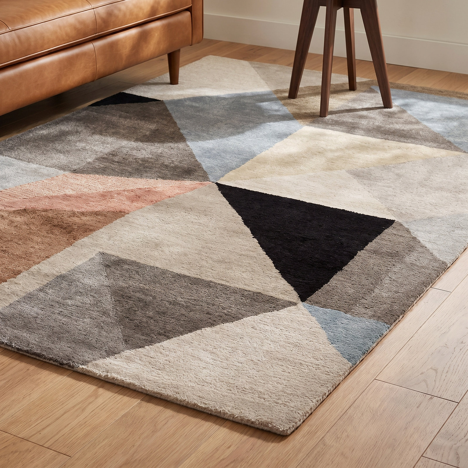 Ruben Black Tuscany Hand-Tufted Geometric Rug, Rectangle 7'10" x 10'10"
